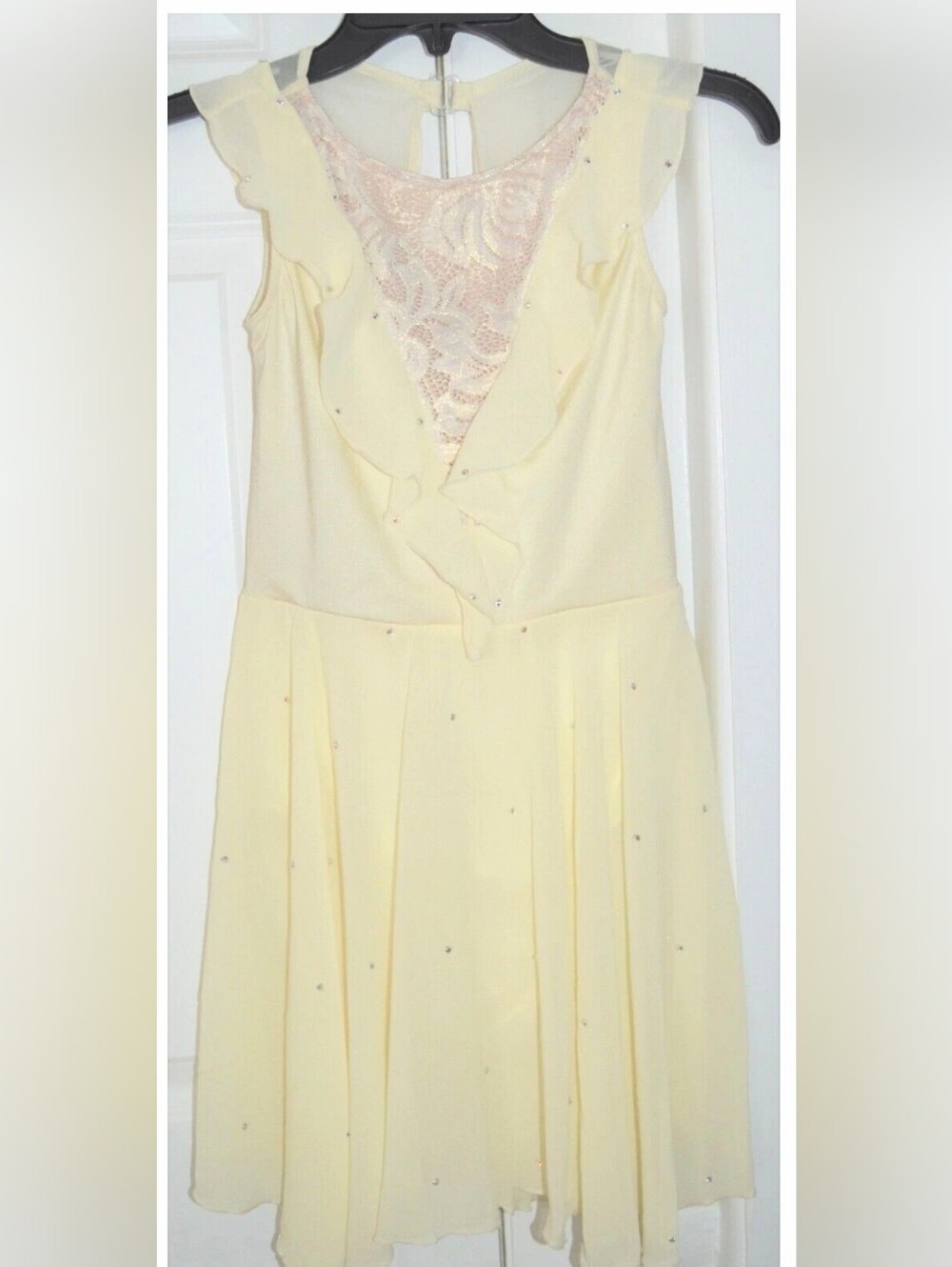 Ballet Ballerina Dance dress Childs large LC 14 cream flowy Rhinestone Girl